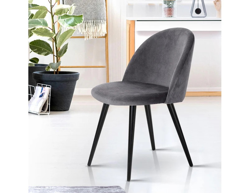 Velvet Modern Dining Chair - Dark Grey