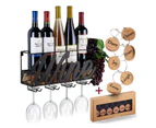 Bestier Wall Mounted Wine Rack Bottle Glass Holder Cork Storage with 6 Cork Wine Charms