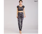 Two Piece Yoga Set For Women Leggings Pants Shirt Activewear - Style D