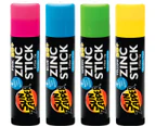4-Pack SPF50+ Zinc Stick Sun Zapper 4x12g Pink Blue Green Yellow