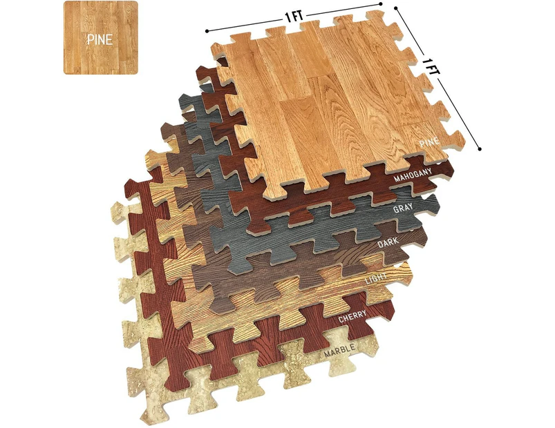 (6 Tiles (1.5sqm), Wood Grain - Pine) - Sorbus Wood Grain Floor Mats Foam Interlocking Mats Each Tile 1cm Thick Flooring Wood Mat Tiles - Home Office Playr