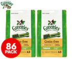 2 x 43pk Greenies Grain Free Dental Treats Teenie Chickpea & Potatoes 340g