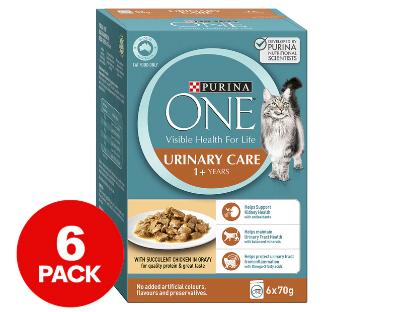 6 x Purina One Adult Urinary Care Cat Food Chicken In Gravy 70g