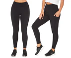 Upbeat Ladies Compressive HighRise Ankle Length Pocket Leggings - Black