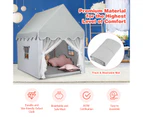 Costway Wood Kids Play house Fairy Play Tent Princess Castle Playhouse w/Cotton Mat, Indoor Boys & Girls, Xmas Birthday Gift