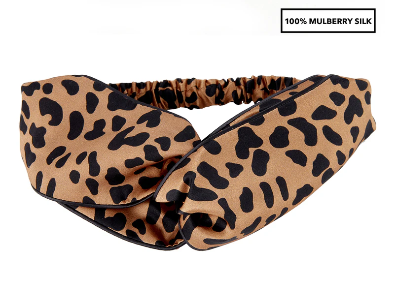 Gioia Casa Women's Silk Twist Headband - Gold Leopard