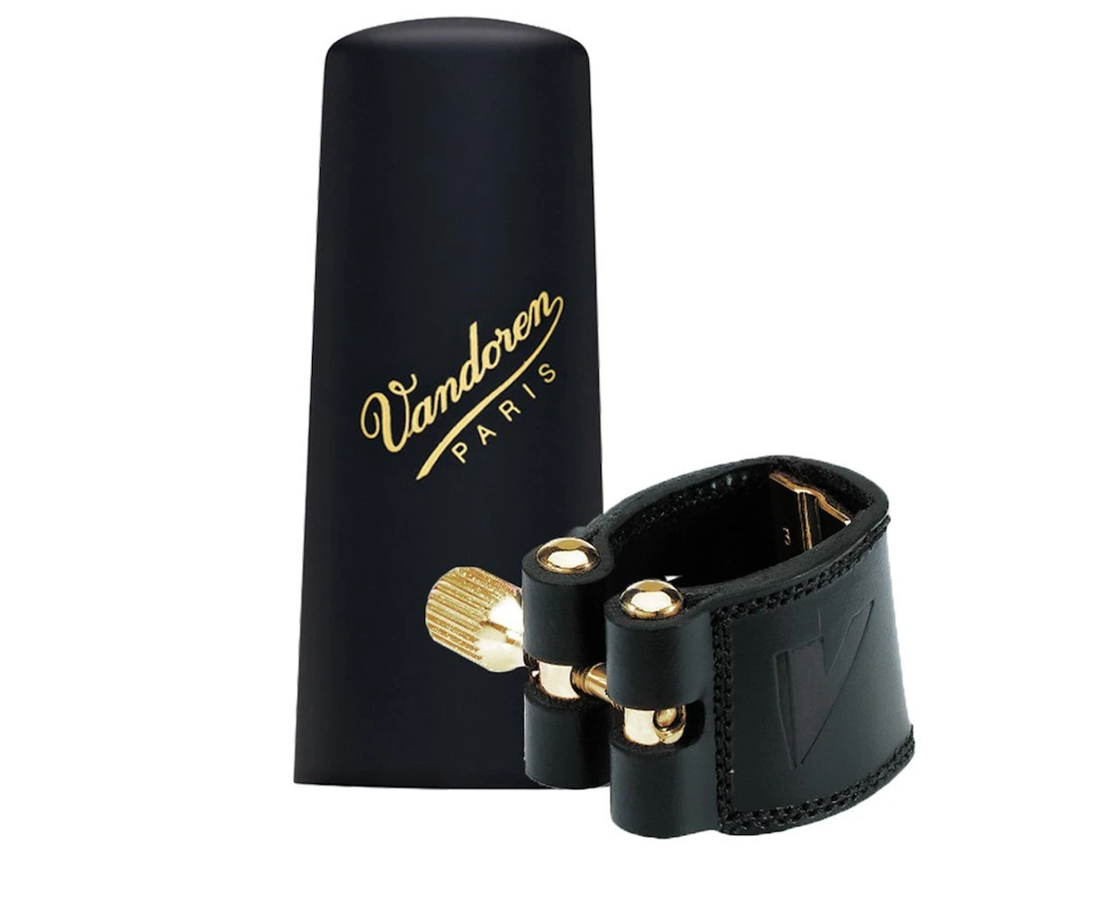 (Metal Bari Sax) - Vandoren LC290P Leather Ligature and Plastic Cap for V16 Baritone Saxophone with 3 Interchangeable Pressure Plates