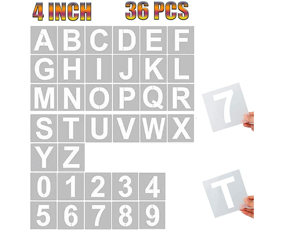 36Pcs Letter Stencils 3 inch Alphabet Templates Reusable Plastic Number  Stencils for Painting 