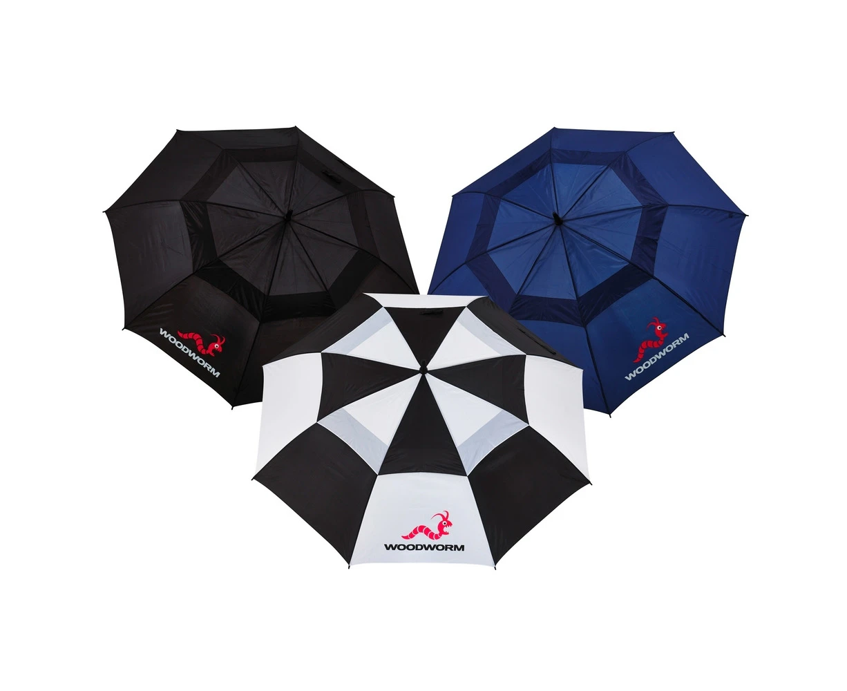 3x WOODWORM 60" PREMIUM DOUBLE CANOPY GOLF UMBRELLAS