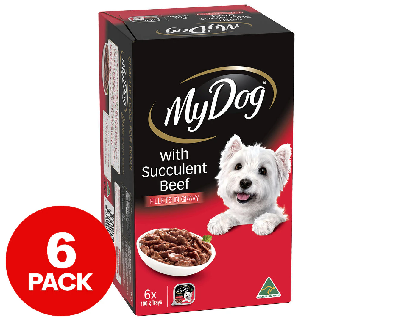 6 x My Dog Succulent Beef Trays 100g