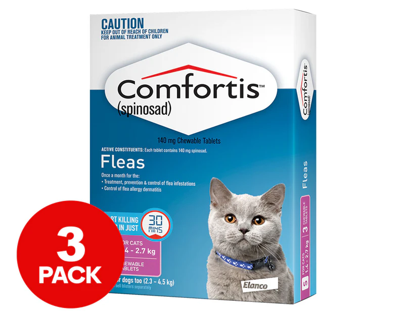 Comfortis Cat Meat Flavoured Flea Tablets 1.4-2.7kg 3-Pack