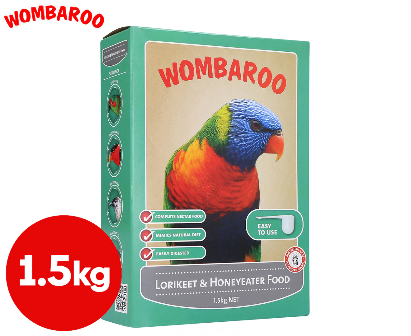 Wombaroo Passwell Lorikeet & Honeyeater Bird Food 1.5kg