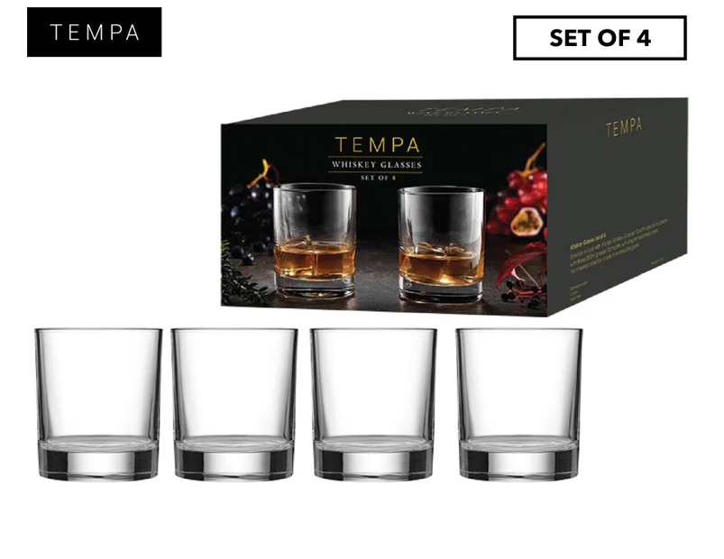 Set of 4 Tempa 370mL Quinn Whiskey Glasses - Clear