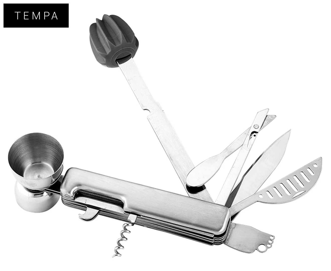 Tempa Mixologist Compact 22.5cm Cocktail Multi-Tool Barware/Bar Utensil Silver