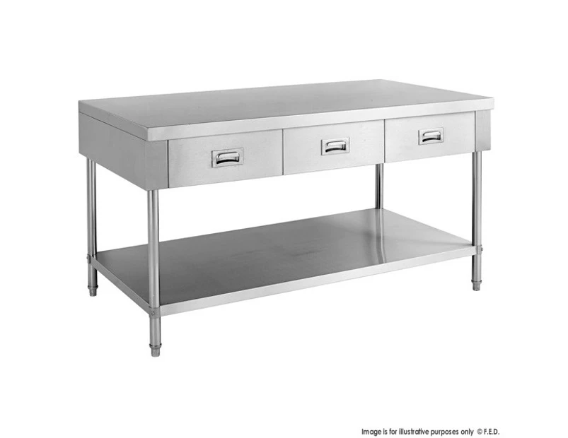 Modular Systems Work Bench With 3 Drawers And Undershelf SWBD-7-1500 Cabinets and Desks - Silver