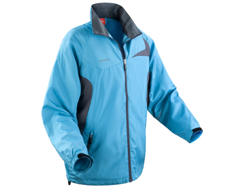 Spiro Mens Micro-Lite Performance Sports Jacket (Water Repellent, Wind Resistant & Breathable) (Aqua/Grey) - RW1474