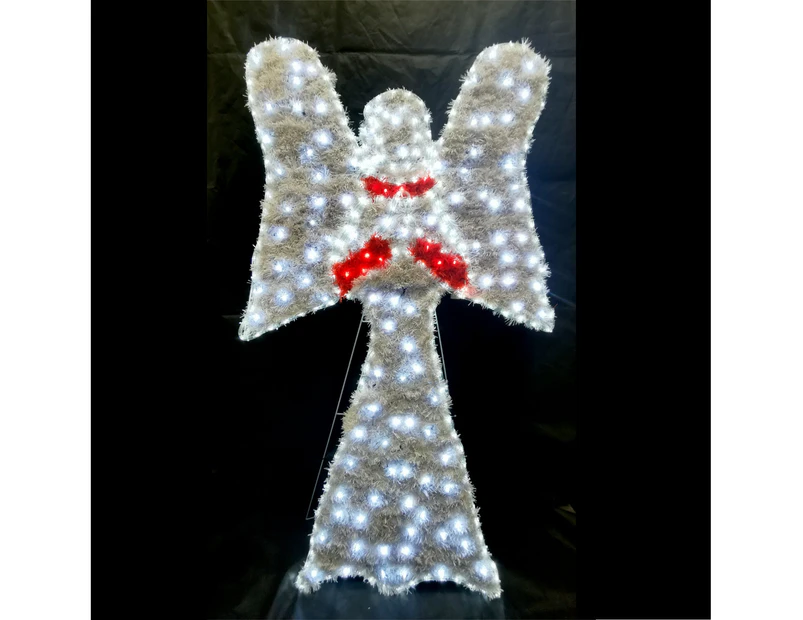 Christmas LED Motif PVC Tinsel Stuffed Angel 150x84cm Indoor Outdoor Display Sign