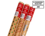 3 x DATS 2m Christmas Kraft Gift Wrap / Wrapping Paper - Randomly Selected