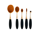 Beakey 5Pcs Ink Blending Brushes Oval Makeup Brush Foundation Brush-Black Gold