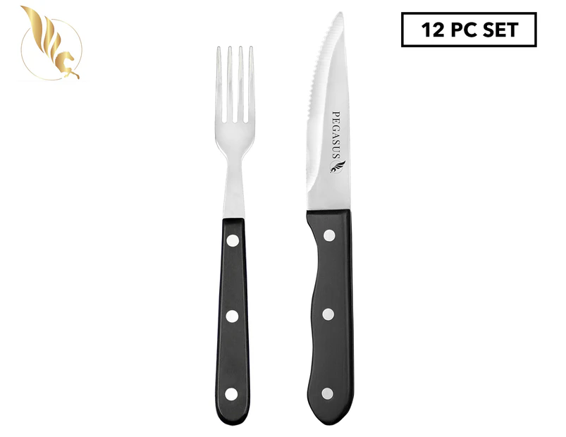 Pegasus 12-Piece Deluxe Steak Knife & Fork Set