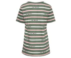 Tommy Hilfiger Women's Blossom Stripe V-Neck Tee / T-Shirt / Tshirt - Laurel Wreath Multi