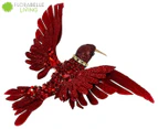 Florabelle Vixen & Velvet Phoenix Glitter Hummingbird w/ Clip - Red