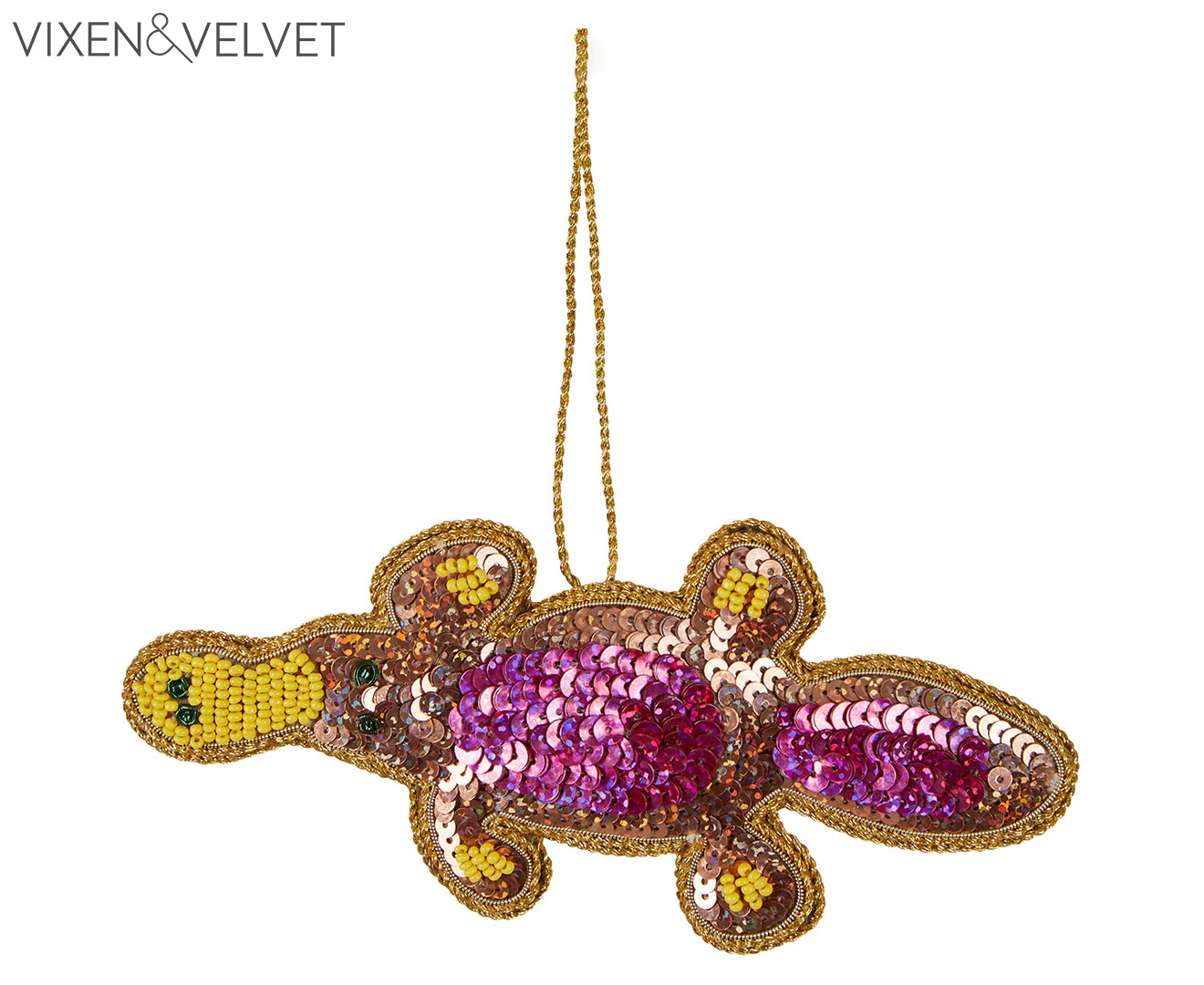 Florabelle Vixen & Velvet Platypus Sequin Hanging Decoration - Pink/Multi