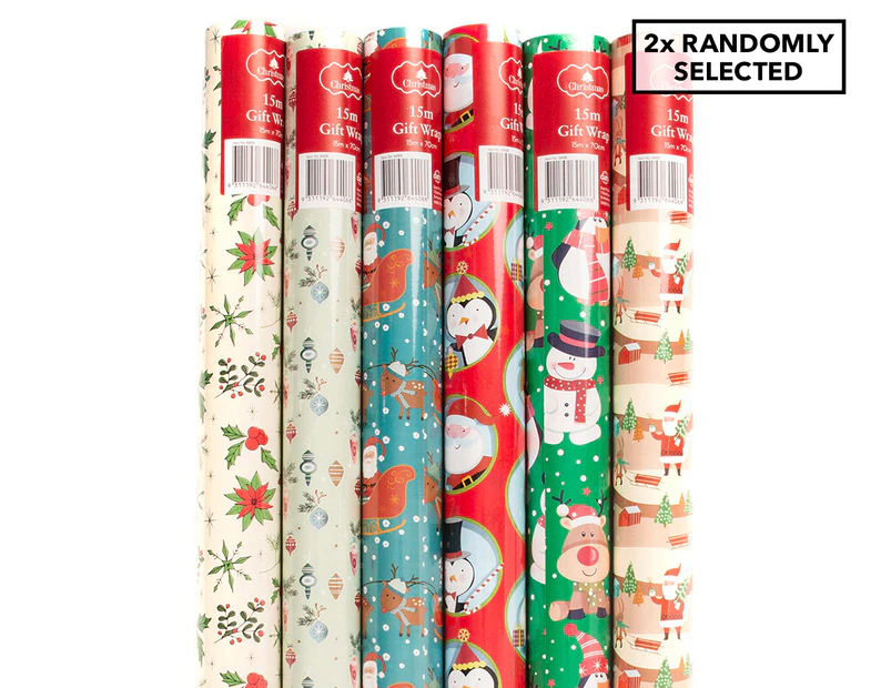 DATS 15m Christmas Kraft Gift Wrap / Wrapping Paper - Randomly Selected