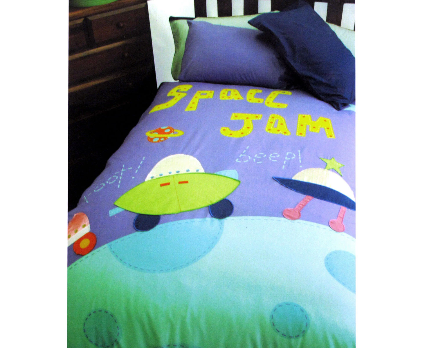 Happy Kids Space Jam Embroidered Quilt Cover Set Single