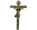 Antique Bronze Hanging Wall INRI Christ Cross Crucifix Home Office Statue Figure