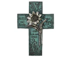 Bless Our Family Floral Turquoise 25cm Decorative Wall Cross