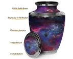 (Large, Interstellar Nebula) - Cosmic Galaxy Universe Cremation Urns for Adult Ashes for Funeral, Niche or Columbarium, 100% Brass, Cremation Urns for Huma
