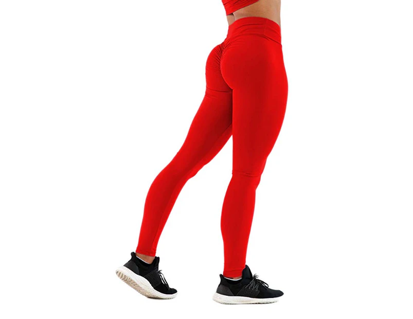 Women's Scrunch Bum Leggings - Red - Red