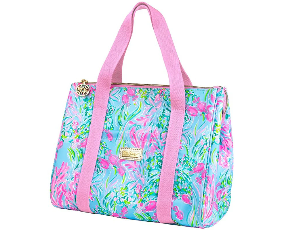 (Best Fishes) - Lilly Pulitzer Thermal Insulated Lunch Cooler Large Capacity, Women's Lunch Bag with Storage Pocket and Shoulder Straps, Best Fishes