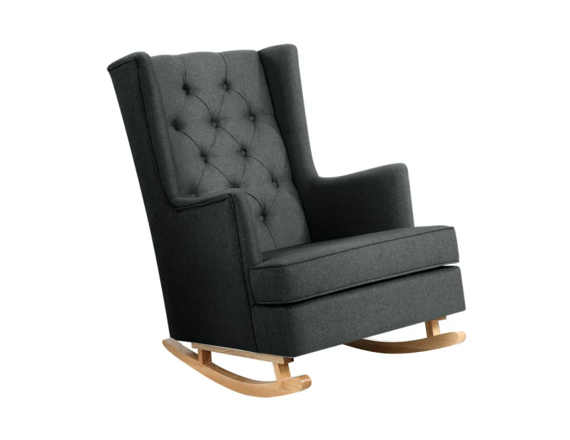 Artiss Rocking Chair Armchair Linen Fabric Charcoal Gaia