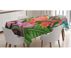 (130cm  W By 180cm  L, Multi 2) - Flamingo Decor Tablecloth by Ambesonne, Illustration of Flamingo with Tropical Garden Hibiscus Flower Plant Vintage Print