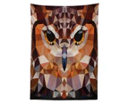 (130cm  W By 180cm  L, Multi 9) - Geometric Decor Tablecloth by Ambesonne, Mosaic Owl Head in Linked Triangle Forms Retro Style Funky Geometric Art Boho De