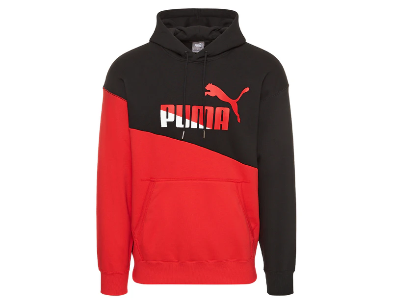 Puma Men's Colour Block Hoodie - Puma Black/High Risk Red