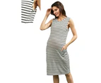 Lilly & Me Maternity & Nursing Tank Dress - Black & White Stripes