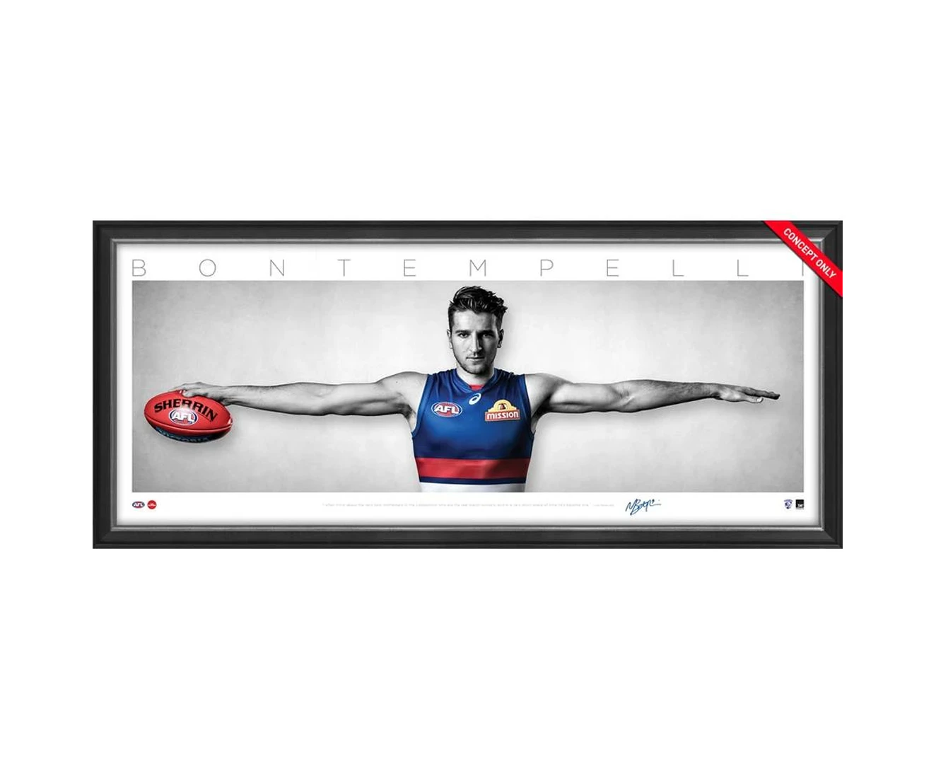 Marcus Bontempelli Signed Western Bulldogs Mini Wings Official Afl Print Framed New - 3745