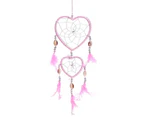 43cm Traditional Pink Dream Catcher with Feathers Wall or Car Hanging Ornament Heart Shaped
