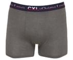 CXL by Christian Lacroix Men's Cotton Stretch Basic Trunks 3-Pack - Caviar/Charcoal/White 3