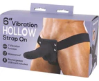 Seven Creations 6" Vibrating Hollow Strap On - Black