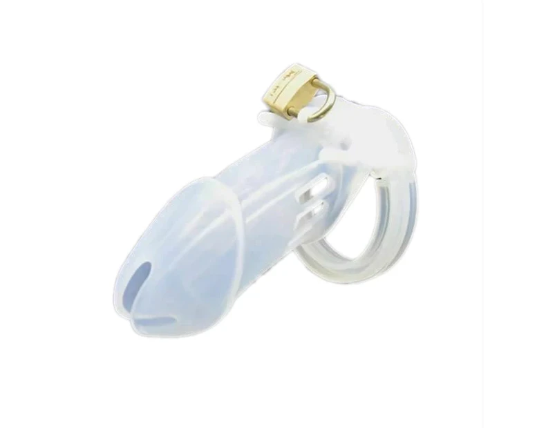 Soft Silicone Male Locking Chastity Device Penis Cage Cock Rings - Transparent