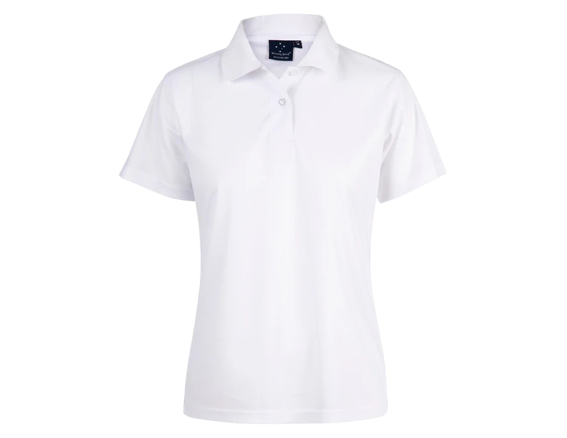 VINE | Ladies Plain CoolDry Short Sleeve Polo Shirt - White
