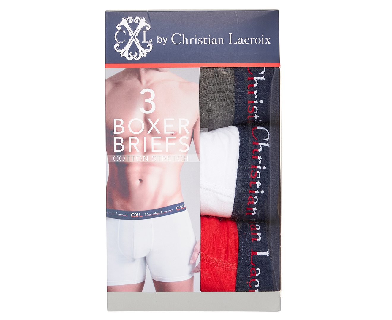 CXL by Christian Lacroix Men's Cotton Stretch Boxer Briefs 3-Pack - Red ...