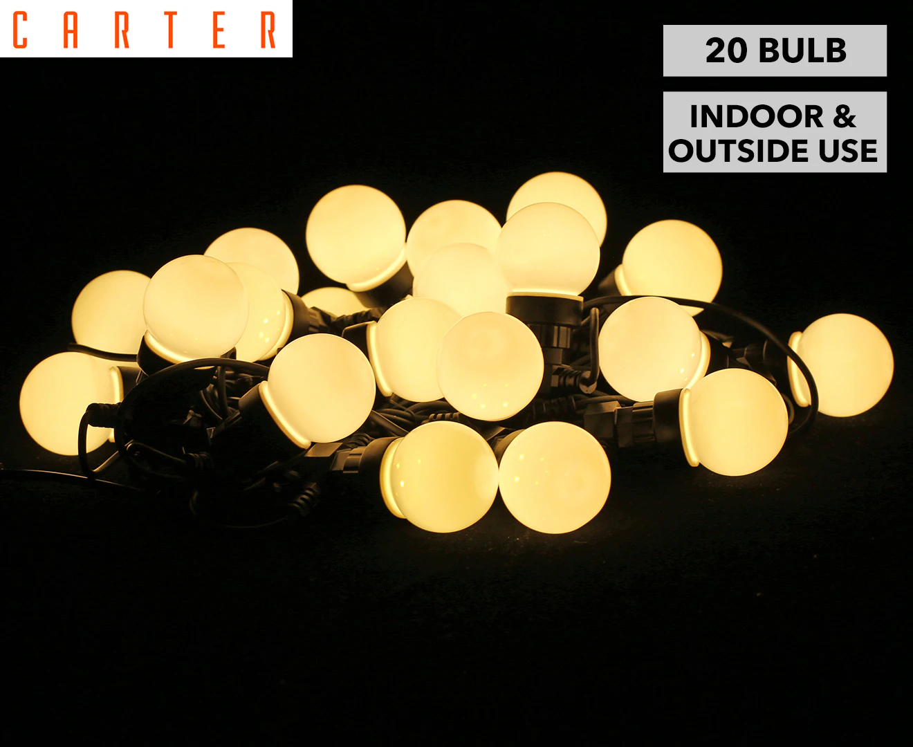 Carter 14.5m Festoon String Party/Cafe Lights White Outdoor/Indoor Wall Plug