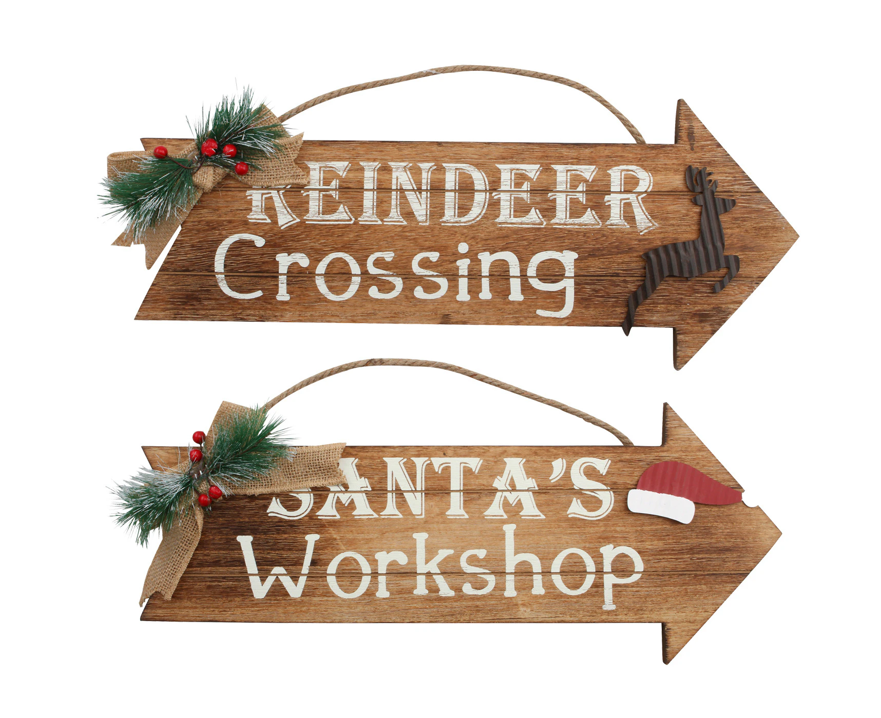 Colours Of Christmas Deluxe 48x19.5cm Xmas Wooden Arrow Sign Wall Hanging Assort