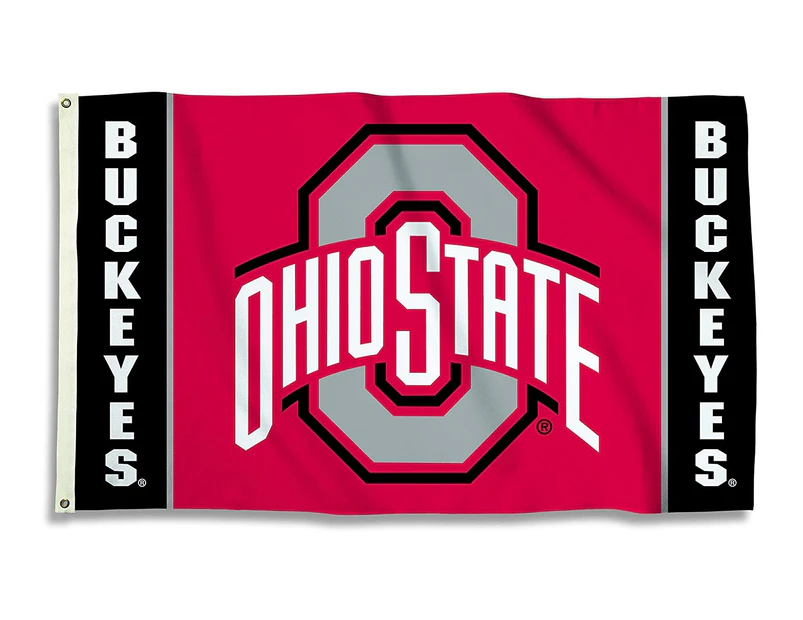 NCAA Ohio State Buckeyes Flag with Grommets, 0.9m x 1.5m, Team Colour