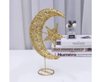 Uonlytech Iron Moon and Star Ornament Glitter Christmas Table Decoration Christmas Tree Decoration Wedding Birthday Holiday Party Supply 20cm (Golden)